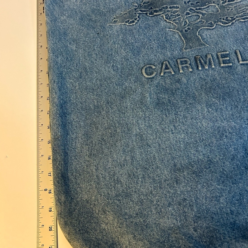 LARGE Blue Denim Tote with embossed Carmel Tree Design - Picture 4 of 5